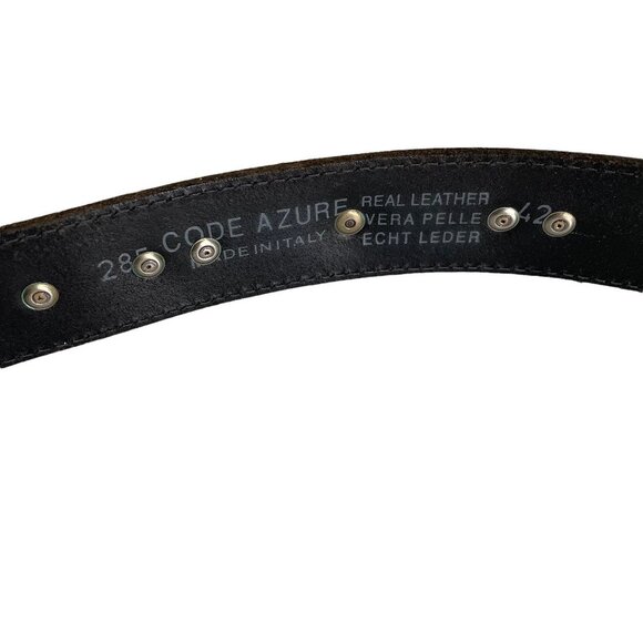 Vintage Code Azure Medusa Black Leather Belt 42 - Picture 8 of 8